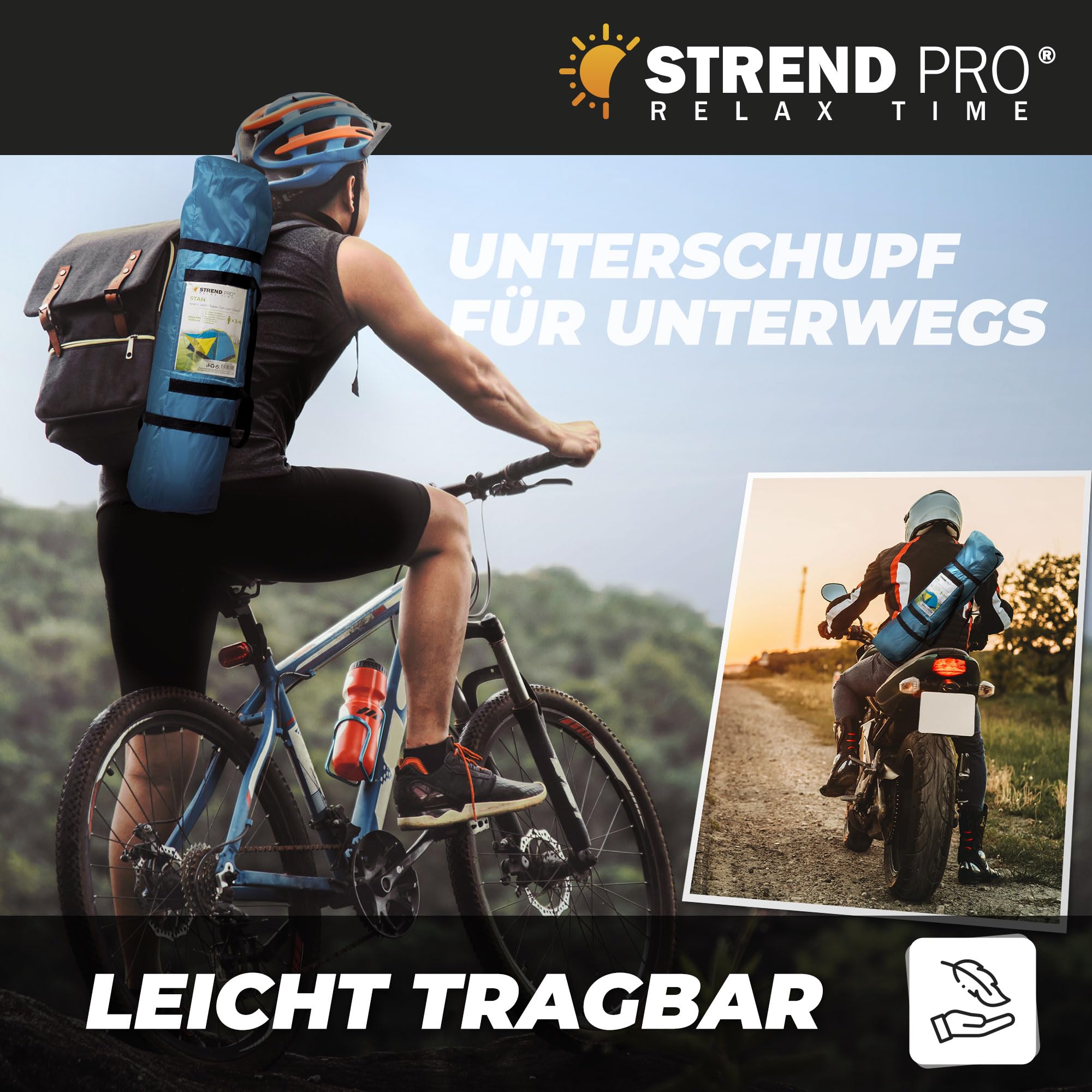 STREND PRO Campingzelt 4 Personen 205x205x120 cm – Zelt MIT VORZELT - Wurfzelt mit Markise, Kuppelzelt Wasserdicht, großes Zelt für Urlaub & Festival
