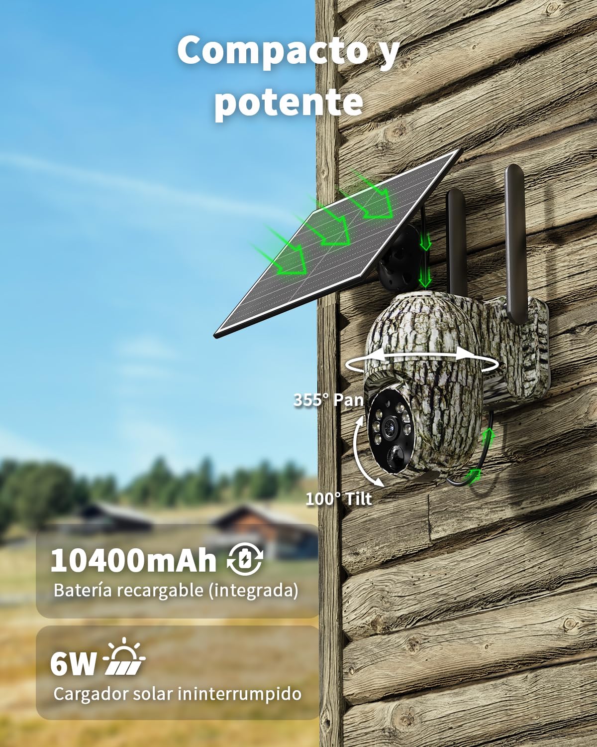 Fototrappola con SIM, 4G LTE Fotocamera da Caccia con Scheda SIM, 2K Video Telecamera Esterna con Pannello Solare, Visione Notturna a Colori, Rilevamento PIR, IP66 (2PCS)