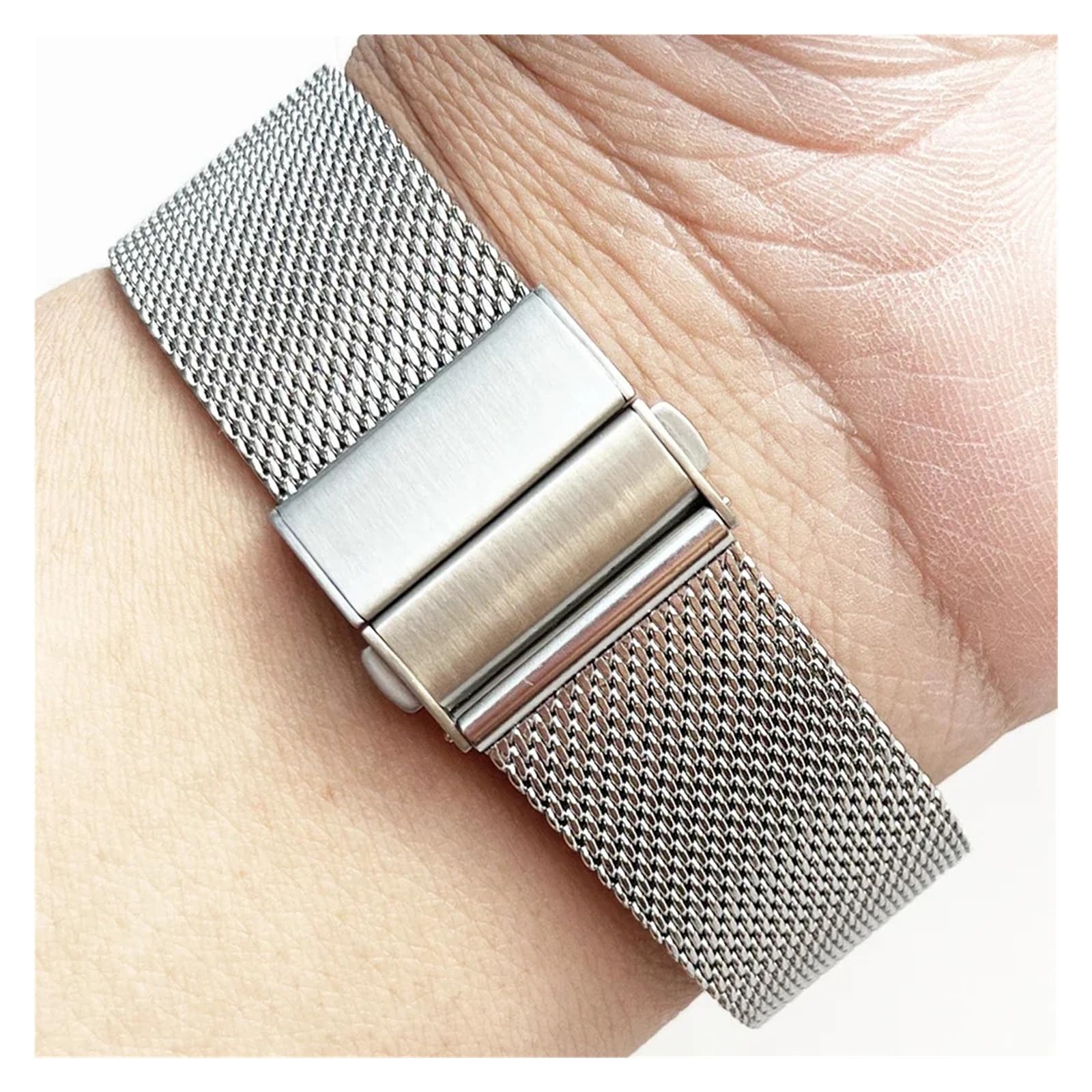 Générique NASUNJIA Bracelet De Montre Milanais En Acier Inoxydable Avec Boucle Déployante À Double Pression, 18 Mm, 20 Mm, 22 Mm, Accessoires