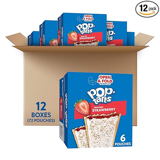 Pop-Tarts Toaster Pastries, Frosted Strawberry, 22oz (72 Count)