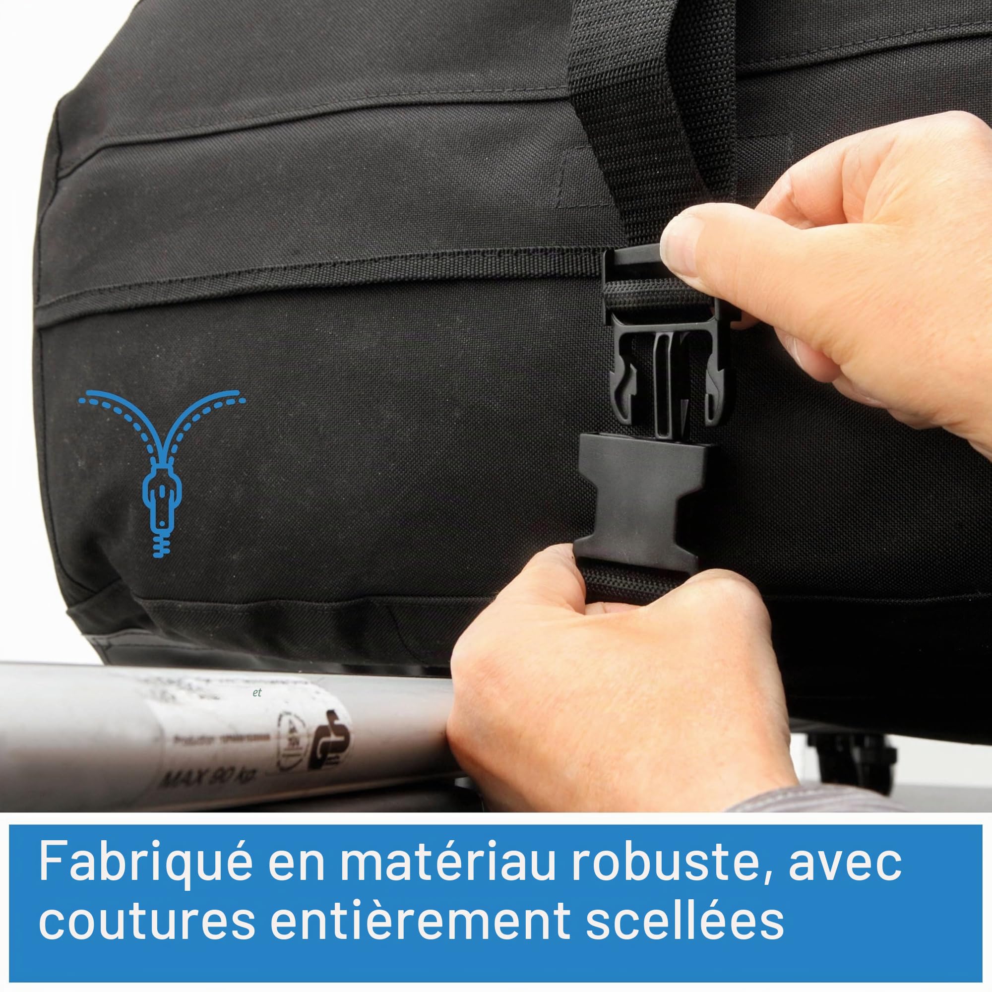 Fischer 126000 Coffre de Toit Pliable, étanche et très Solide de 270 l avec Sac de Rangement, Black | Polyamide imperméable de 270 l pour vacances en famille et camping. Se plie à 100x20x10 cm pour un rangement ultra-compact.