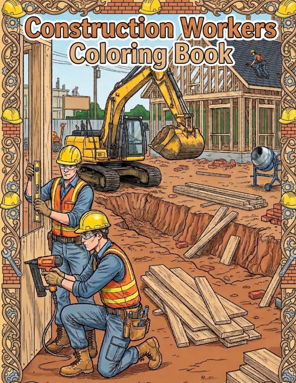 Construction Workers Coloring Book: A Dazzling Coloring Book With Construction Workers and Machinery, For Kids, Teens & Adults, Beautiful And Cozy ... Beautiful Ilustrations, Relaxing And Easy