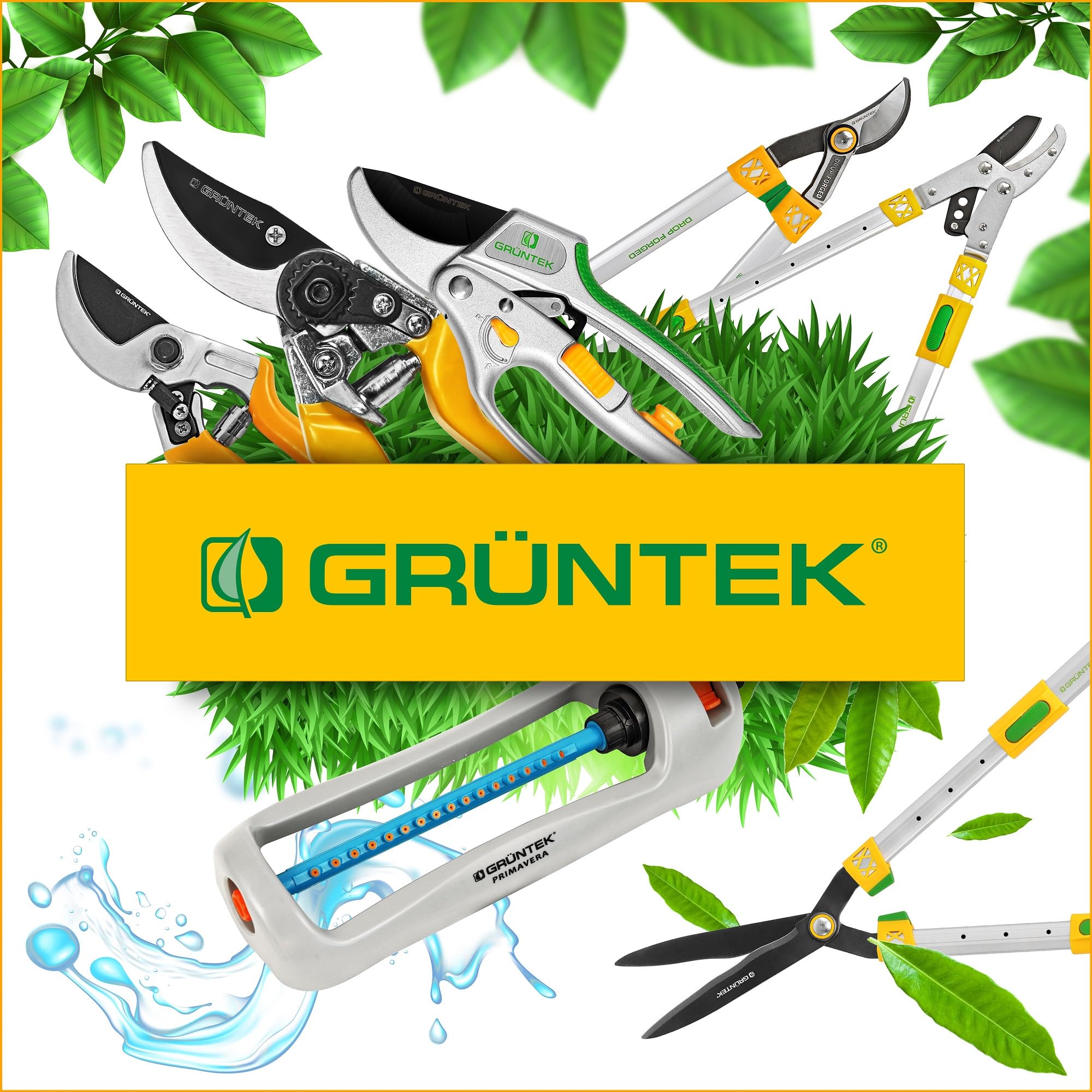 GRÜNTEK 4-TLG Gartenwerkzeug-Set, Premium Gartengeräte, besonders Stabiler Edelstahl, Rutschfester Eschenholz Griff, Garten-Kelle, Gabel, Multi-Unkrautjäter, Fugenstecher, Garten Werkzeug Satz