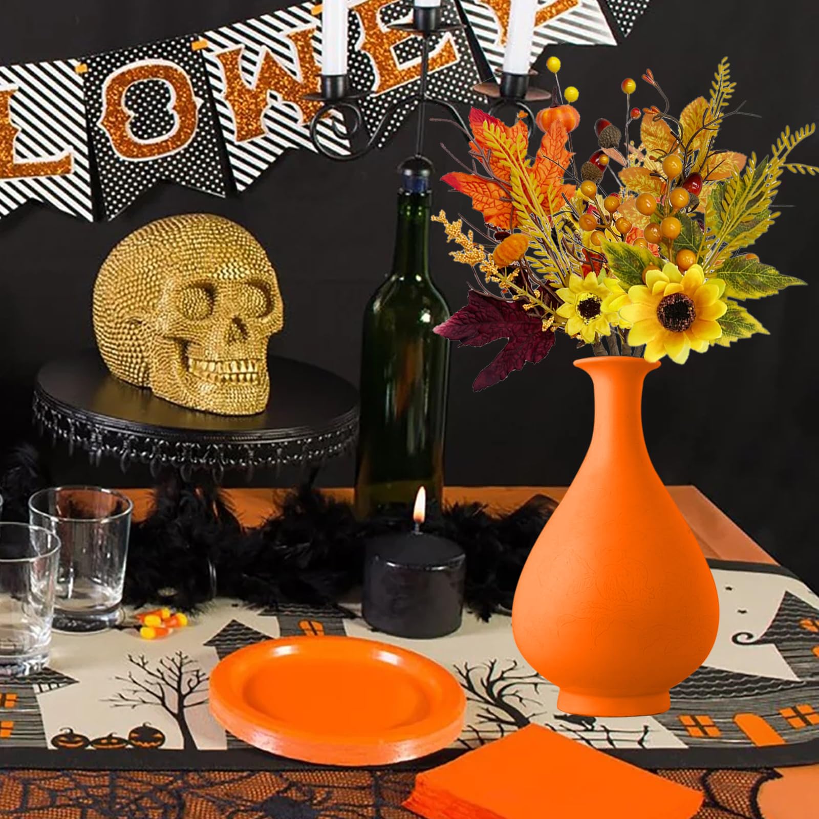6 Bouquets Feuilles D'érable Artificielles Automne - Décoration Avec Citrouille, Tournesol, Pomme De Pin - Pour Thanksgiving Et Intérieur/extérieur - 7