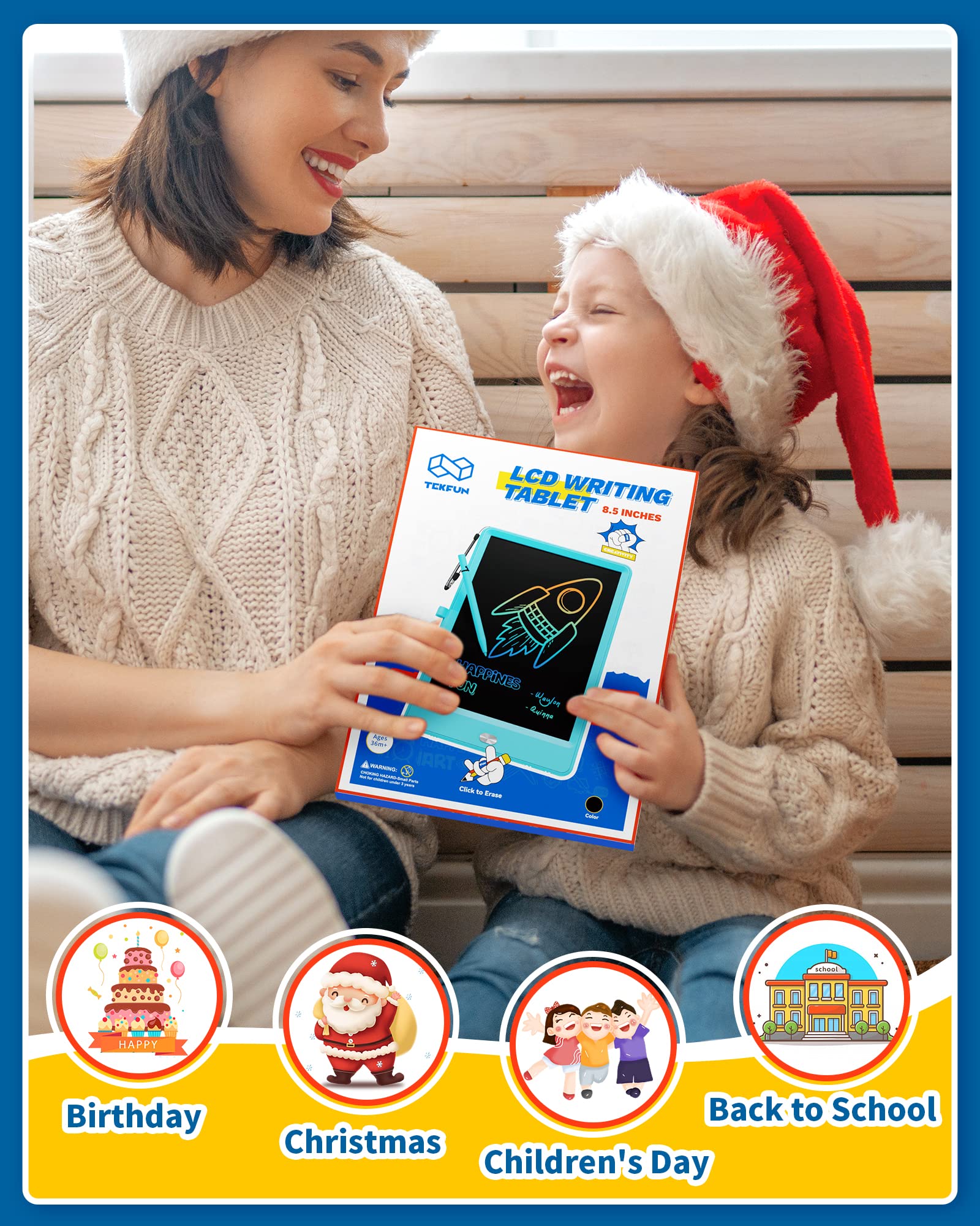 TEKFUN bambini Giocattoli 8,5 pollici LCD scrittura Tablet,3 4 5 6 7 anni i ragazzi e le ragazze giocattoli,regali per ragazzi e ragazze,Regali per il rientro a scuola,regali di compleanno(Rosa Rossa)