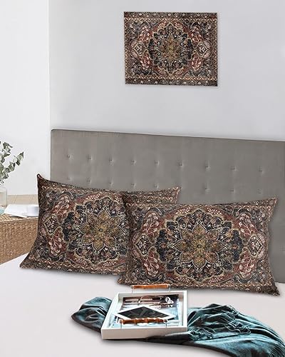 Miniatura 4 de Fundas de almohada de flores de mandala, tamaño King, 2 paquetes de fundas de almohada suaves para cama, fundas decorativas de lujo, funda de cojín