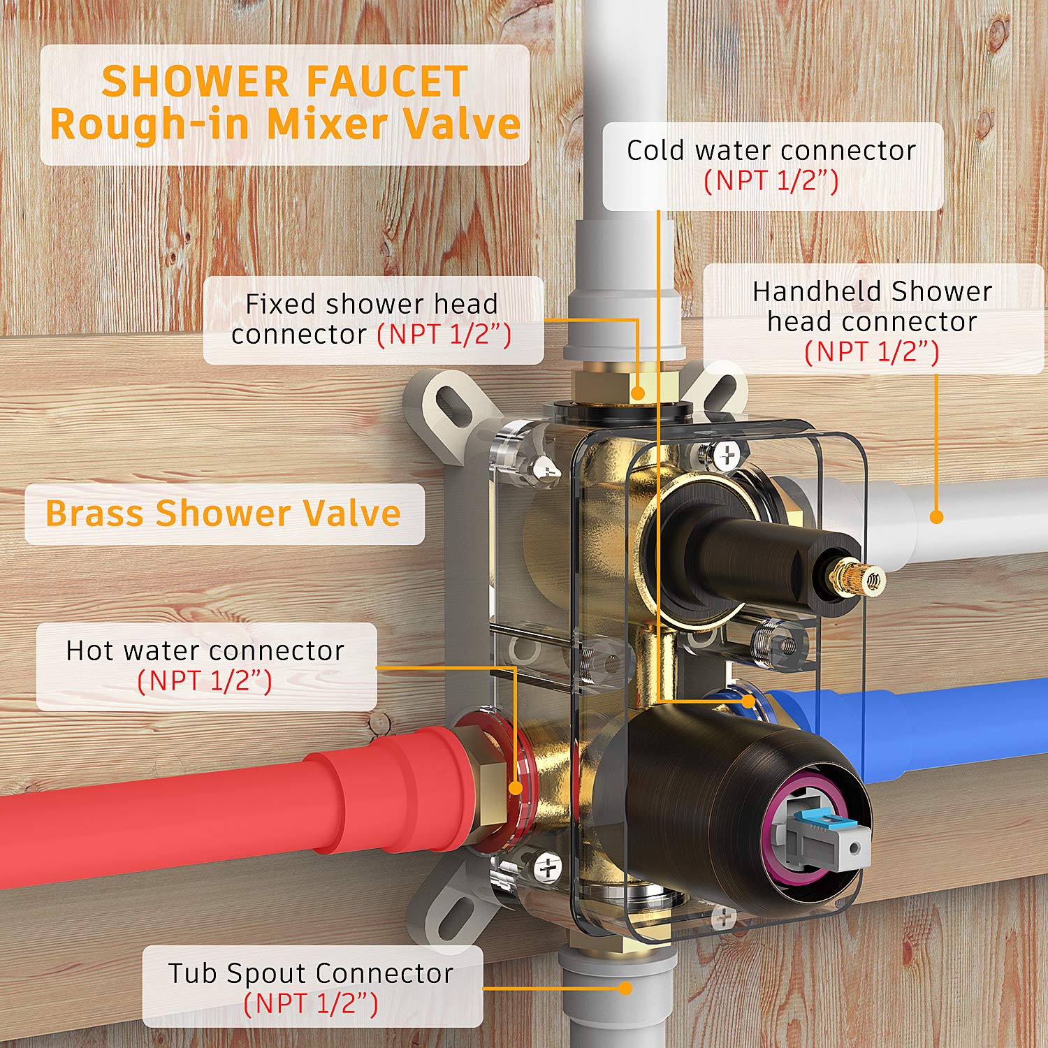 Suncleanse Oil Rubbed Bronze Shower System with Waterfall Tub Spout, Shower Faucet Sets Complete