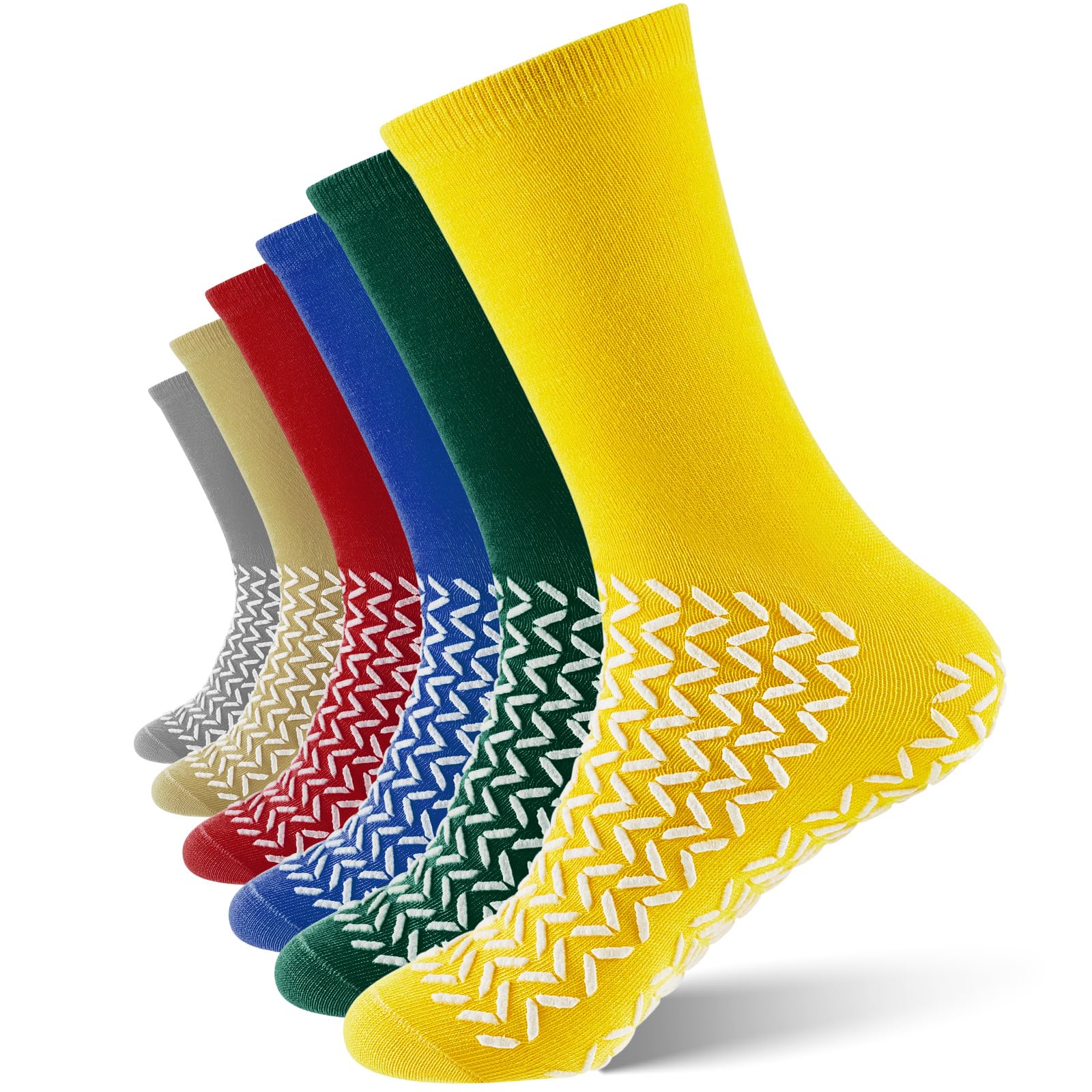 Jiuguva 12 Pair Hospital Socks Double Sided Tread Non Slip Socks Grip Socks Slip Stopping Safety Socks Fall Prevention Socks for Wide Bariatric