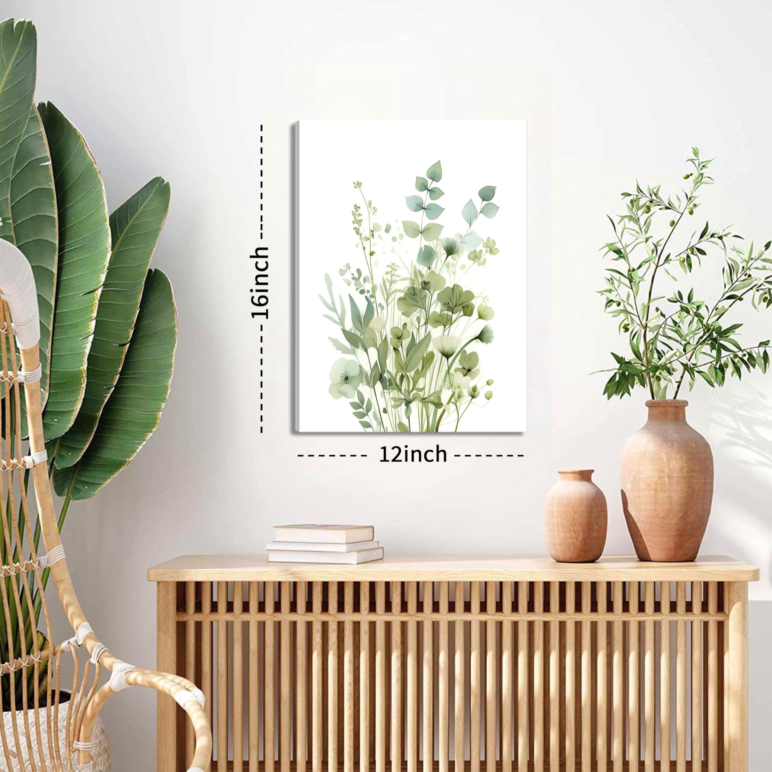 CULASIGN Set van 3 hoogwaardige posters, moderne groene planten, afbeeldingen met groene bladeren, voor slaapkamer, woonkamer, decoratie, zonder lijst, B, 40 x 50 cm