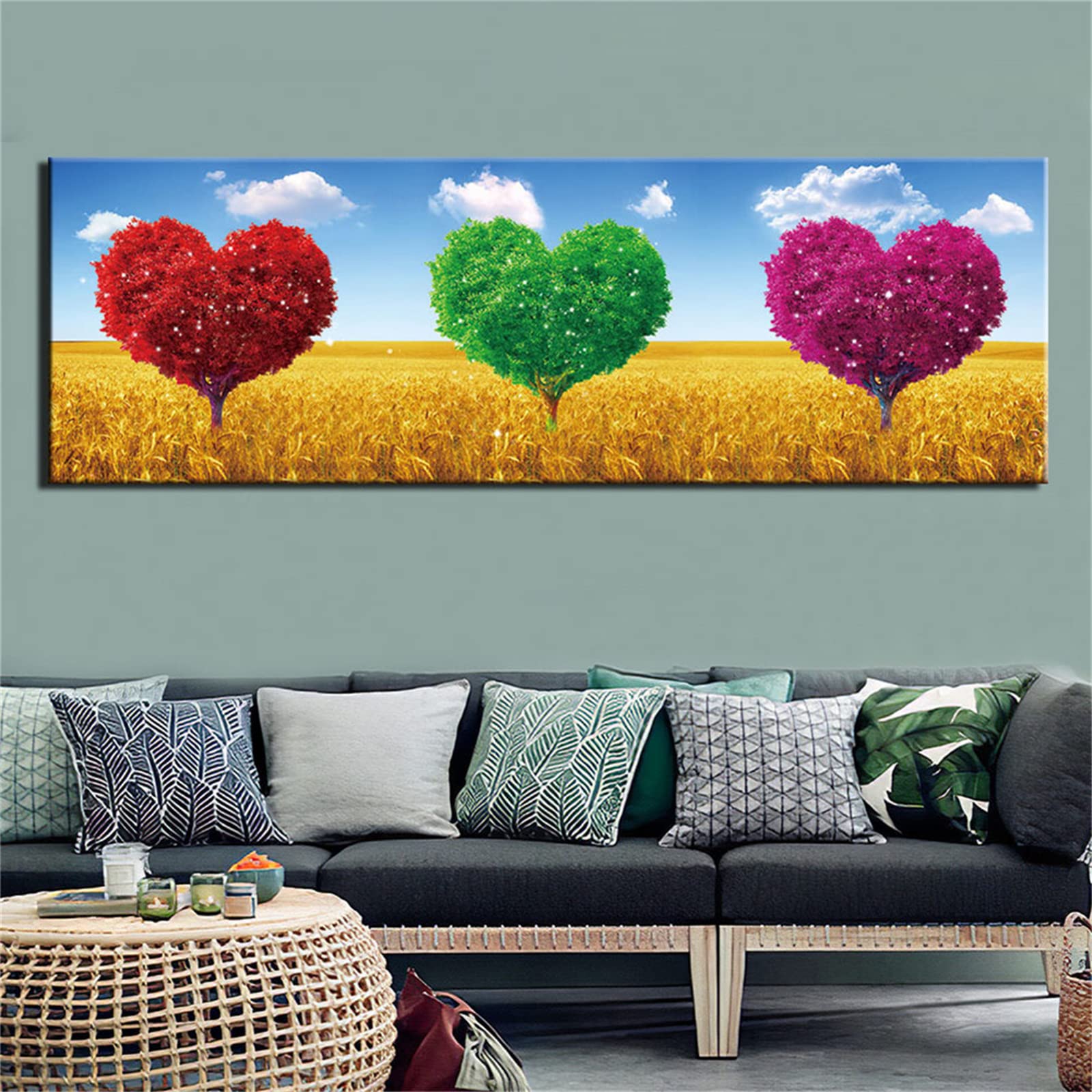 Diamant Painting 5D Paysage d'arbres quatre saisons ,Broderie Diamant kit Peinture Numero Adulte Strass Art Dots,200x100cm Grand Diamond Painting Complet Enfant,Canevas Tableau Maison Décor Murale
