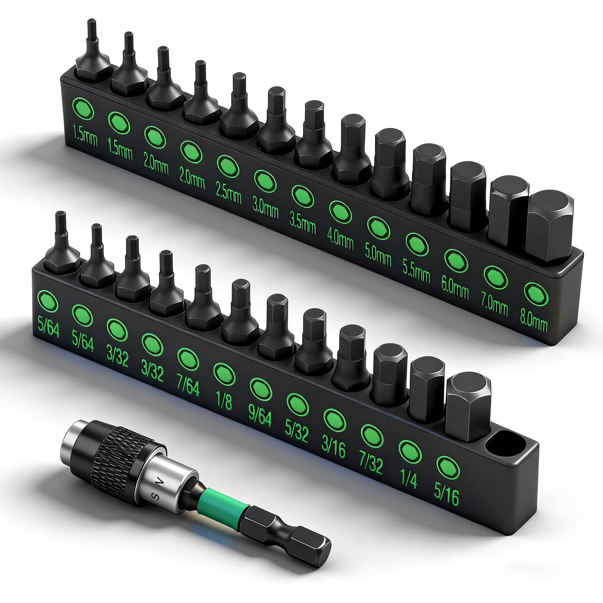SWANLAKE 26-Piece Hex Head Allen Wrench Drill Bit Set, 1/4