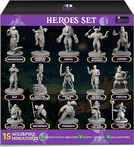 Wildspire Héroe, personaje jugador, NPC DND Miniaturas, 28mm32mm sin pintar D&D Minis Dungeons & Dragons Figuras D D Bulk Pathfinder Fantasía Mesa