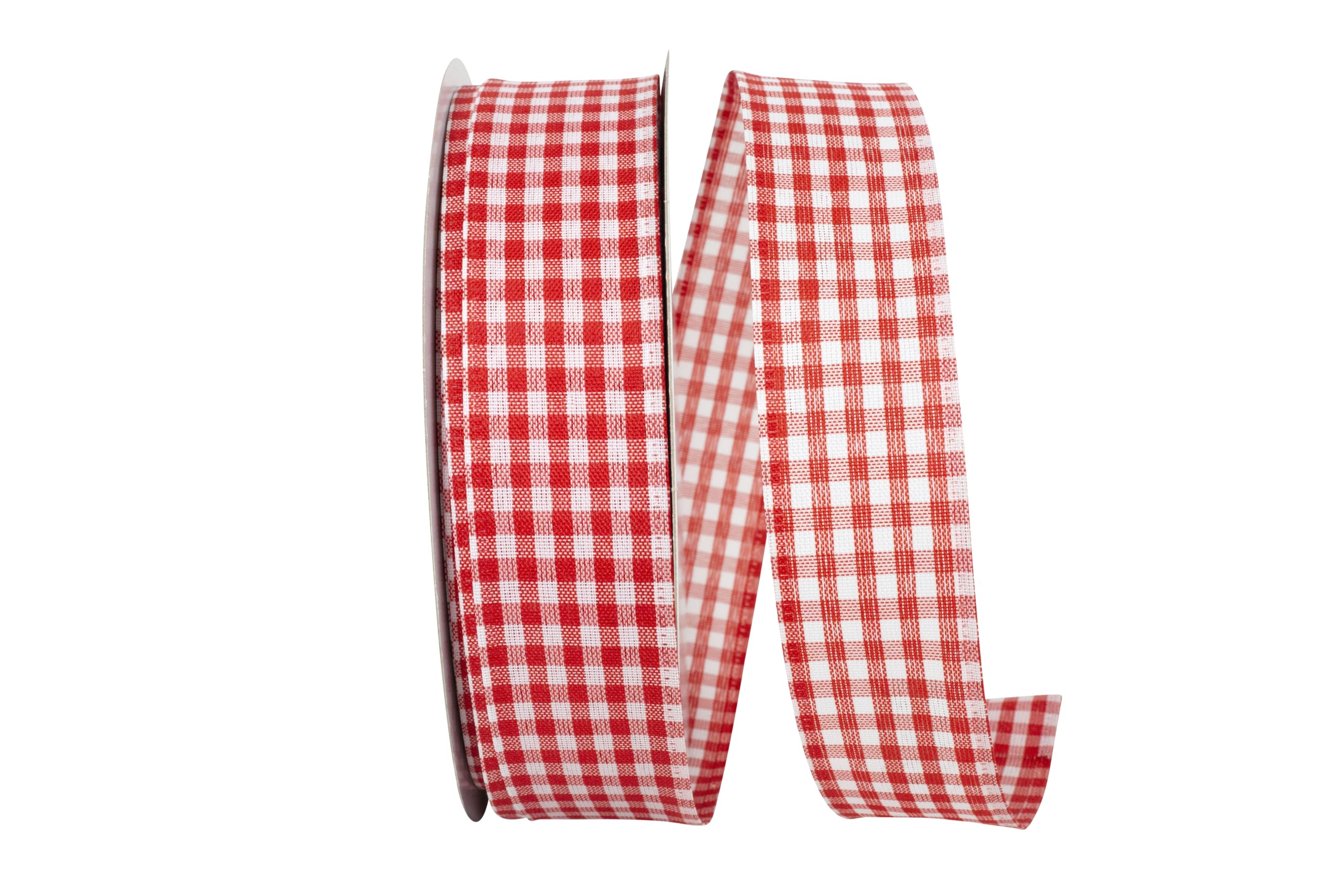 Reliant Ribbon 90052W-065-09K Great Gingham 3 Value Wired Edge Ribbon, 1-1/2 Inch X 50 Yards, Red