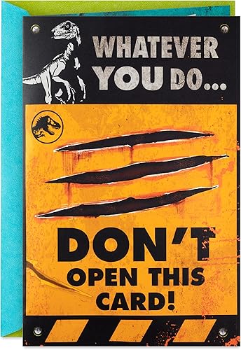 Hallmark Jurassic World - Tarjeta de cumpleaños con sonido (Pop Up T-Rex) para niños, papás, amigos, familia