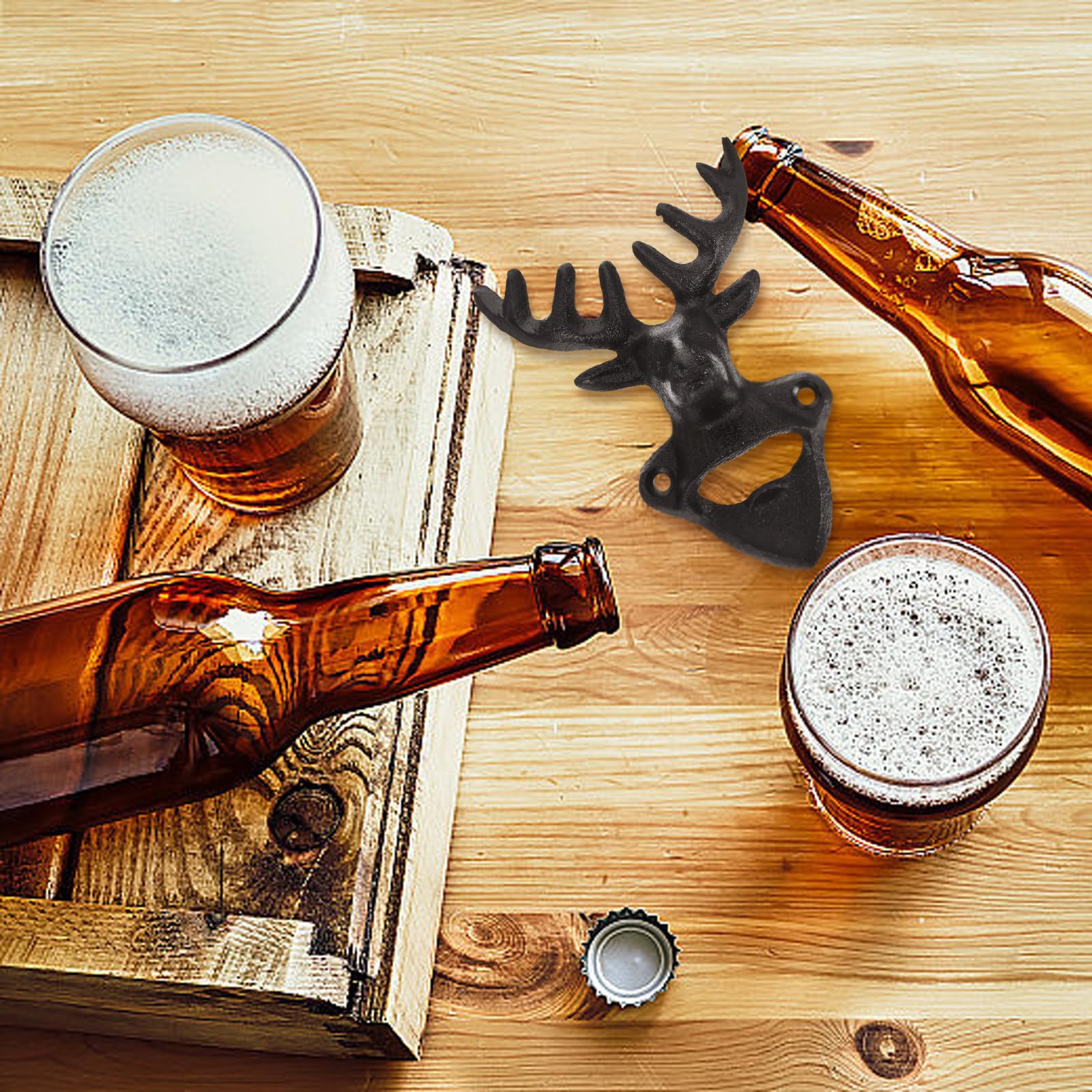 Negro Abridor de Botellas de Cerveza de Metal de Pared para Fiestas