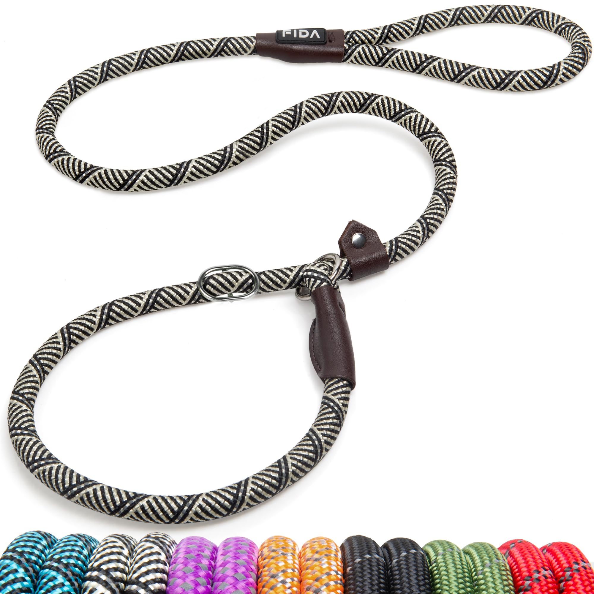 Fida Slip Leads for Dogs, 4 FT x 1/2" Dog Leash Heavy Duty Comfortable Strong Rope Lead for Large, Medium Dogs, No Pull Pet Training Leash with Highly