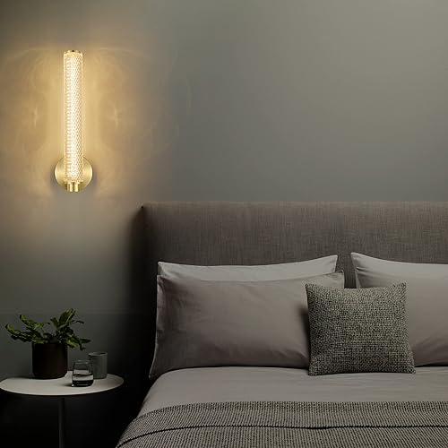 Miniatura 8 de Bathroom Lights,Acrylic Crystal Scale Texture Vanity Lights,High-end Mid Century Modern Wall Sconces,Vanity Light Fixtures,Brushed Brass Gold Finish