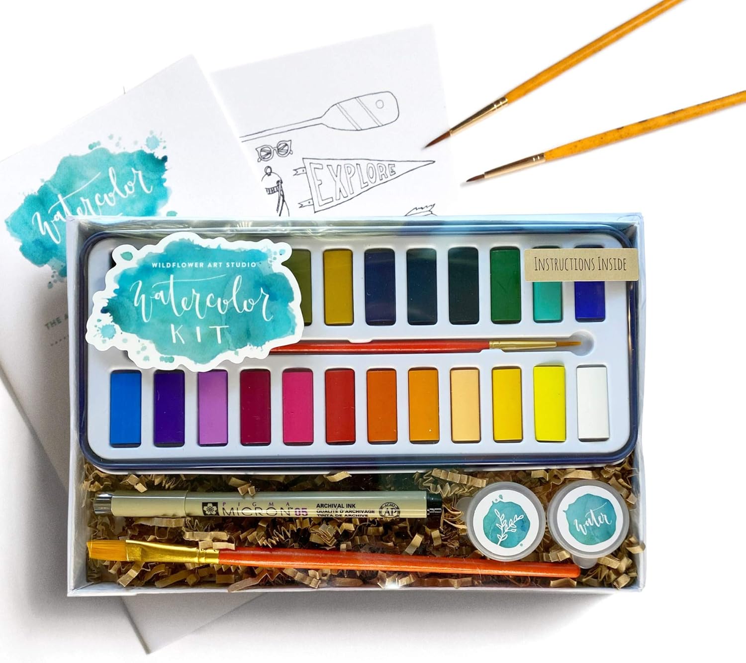 Amazon.com: Wildflower Art Studio Diy Watercolor Kit - Learn To Paint: Includes Instructions & Supplies • Award-Winning Watercolor Class In A Box For Beginners • Gift Set For Kids, Adults, Teens :