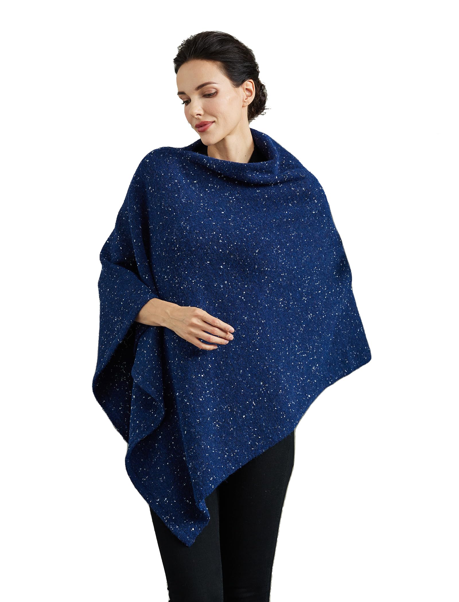 BEAUTELICATE Poncho a Maglia Donna Poncho Mantella Misto Lana Tweed Stola Coprispalle Pullover Senza Braccia per Invernale Autunno