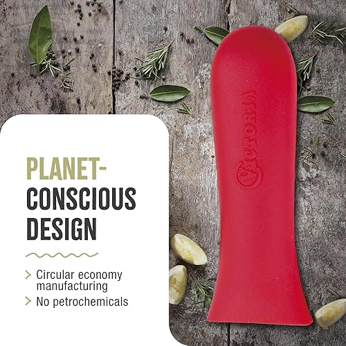 Miniatura 7 de Victoria Cubierta de silicona de hierro fundido para sartenes de 6.5 y 8 pulgadas, pequeña, color rojo