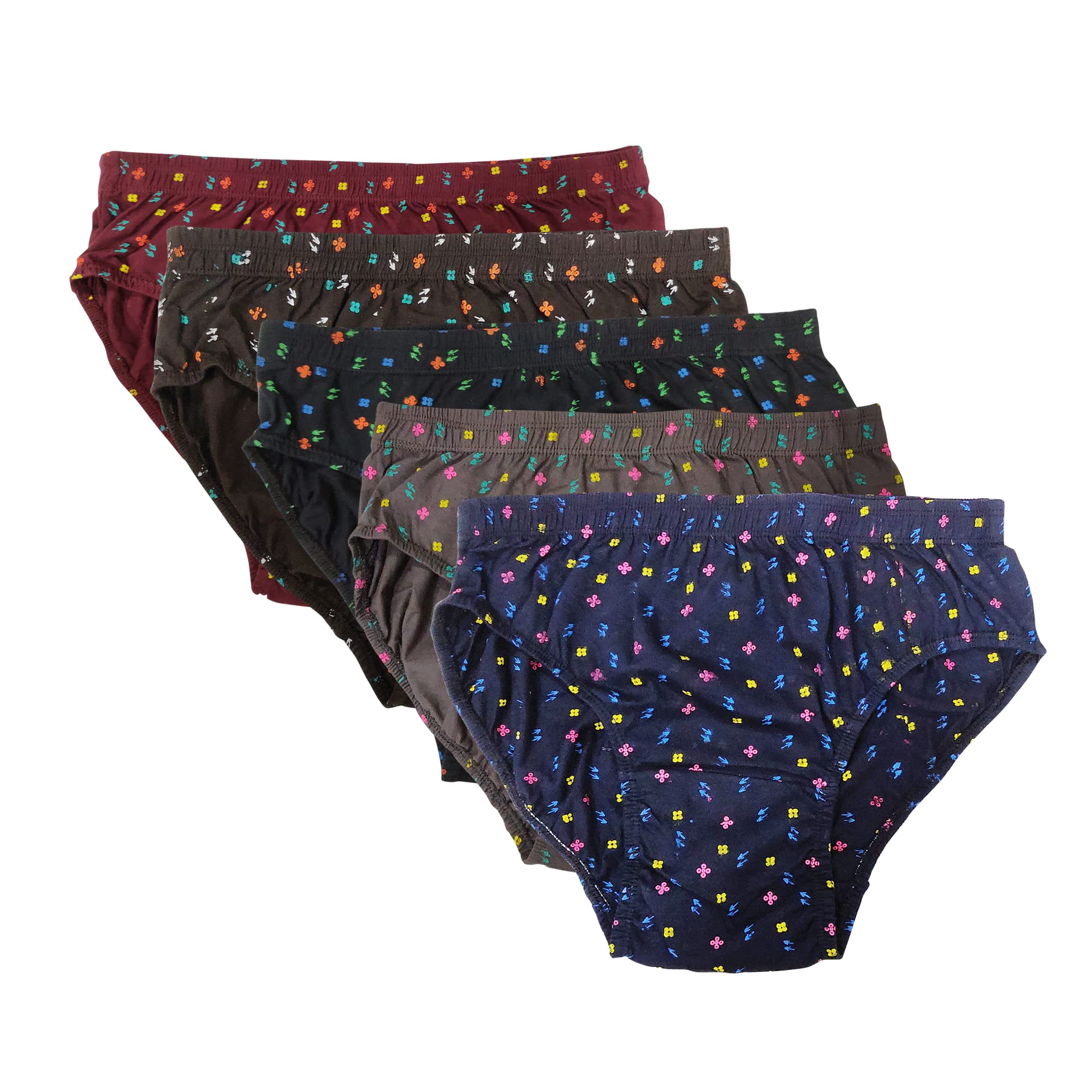 Women's Printed Panties (Pack of 5 Soft Cotton | Comfortable Fit | Stylish & Breathable (Colours May Vary)