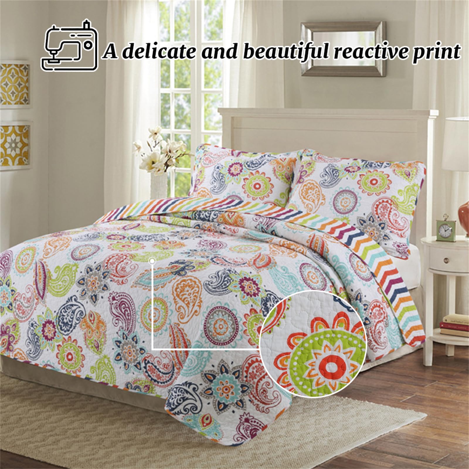 Odot Colcha Verano para Cama 230, Colcha Bouti Fina con 2 Fundas de Almohada Colcha Acolchado Ligera Suave para Colcha Cubre Cama Multiusos (230 * 250+50 * 70cm,Jacquard Paisley)