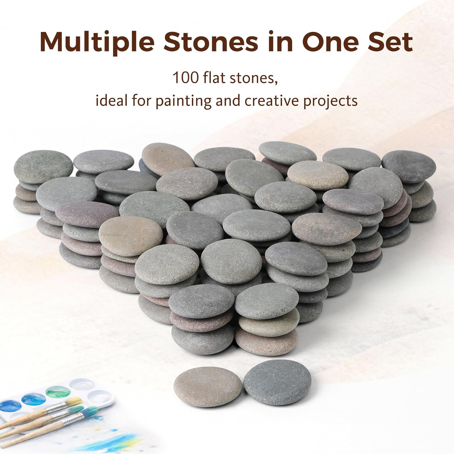 ROCART 100 PCS Small 1.77-2.17" Smooth Natural River Rocks for Painting, Flat Painting Rocks & Craft Stones for Arts, Classroom Activities & Bulk Craft Projects
