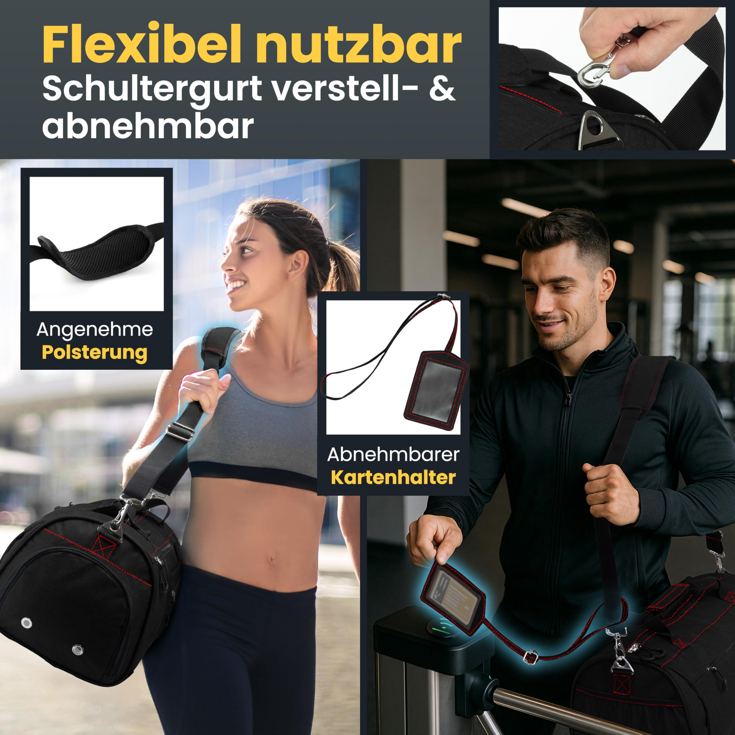 Heldenwerk® Sac de sport avec compartiment pour chaussures et compartiment pour vêtements mouillés | Sac d'entraînement pour homme et femme | Idéal comme sac de voyage, sac de fitness, sac