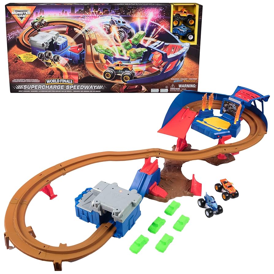 Monster Jam, Supercharge Speedway Playset, Megalodon and El