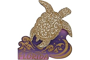 Wooden Painted Florida Sea Turtle Laser Cut Magnet