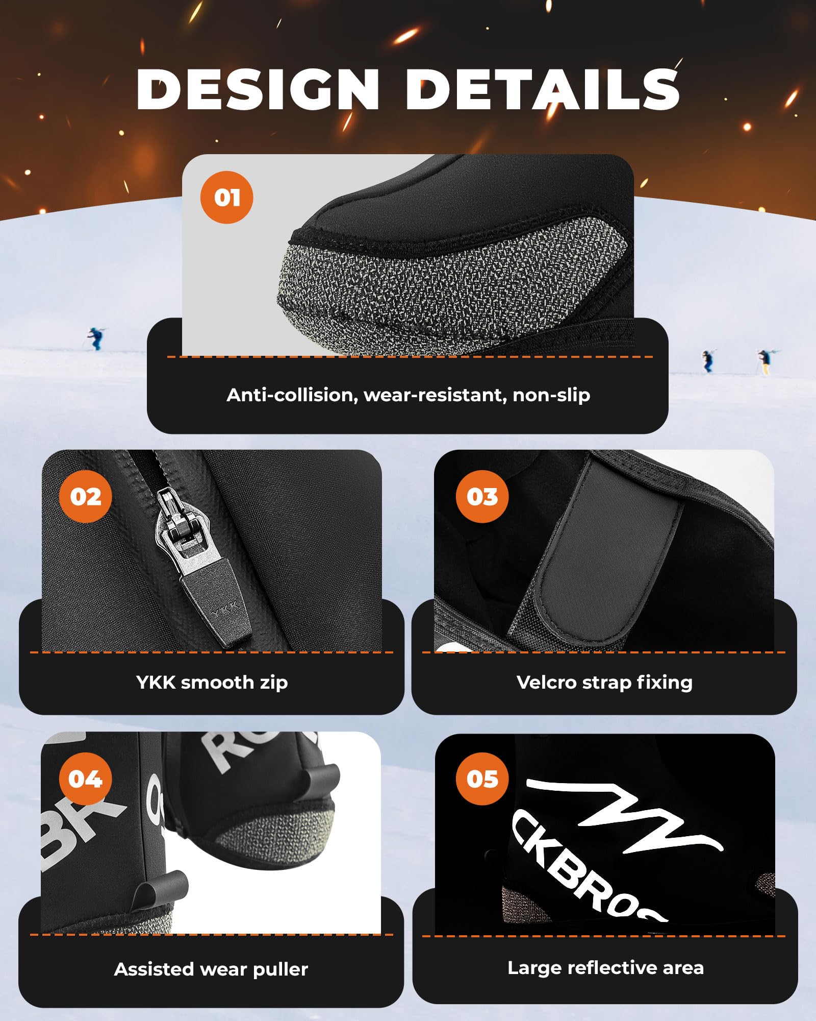ROCKBROS Copriscarpe Ciclismo Riscaldati, Copriscarpe Bici Termico Invernale, con Batteria 5000mAh, Copri Scarpe Moto Caldo, Copriscarpe Impermeabili Antivento, Donne/Uomini