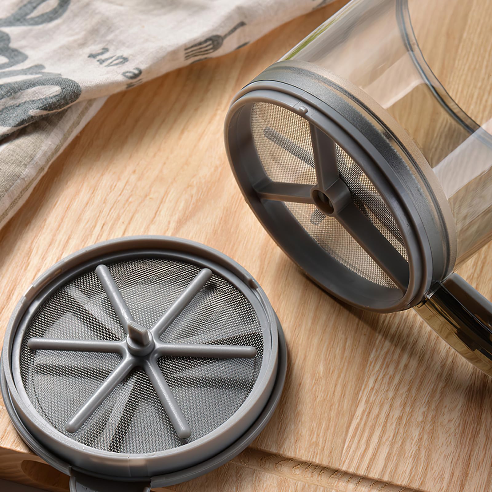 Mehlsieb zum Backen, doppellagiges Mehlsieb mit Deckel, halbautomatisches Handpulversieb, feines Siebpulversieb mit Skala zum Kochen, Backen, Küche, Zuckerutensilien, Heimwerken