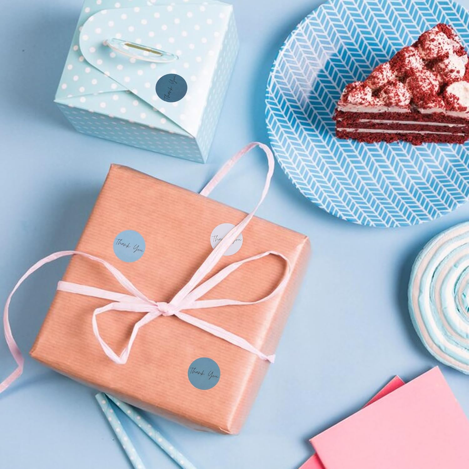 Thank You Stickers Small Business 1000pcs 1'' for Supporting My Small Business Stickers Labels 6 Colors Self-adhesive Labels for Gift Bags Packaging Round Sticker Tags for Shopping (Dusty Blue) - Image 6