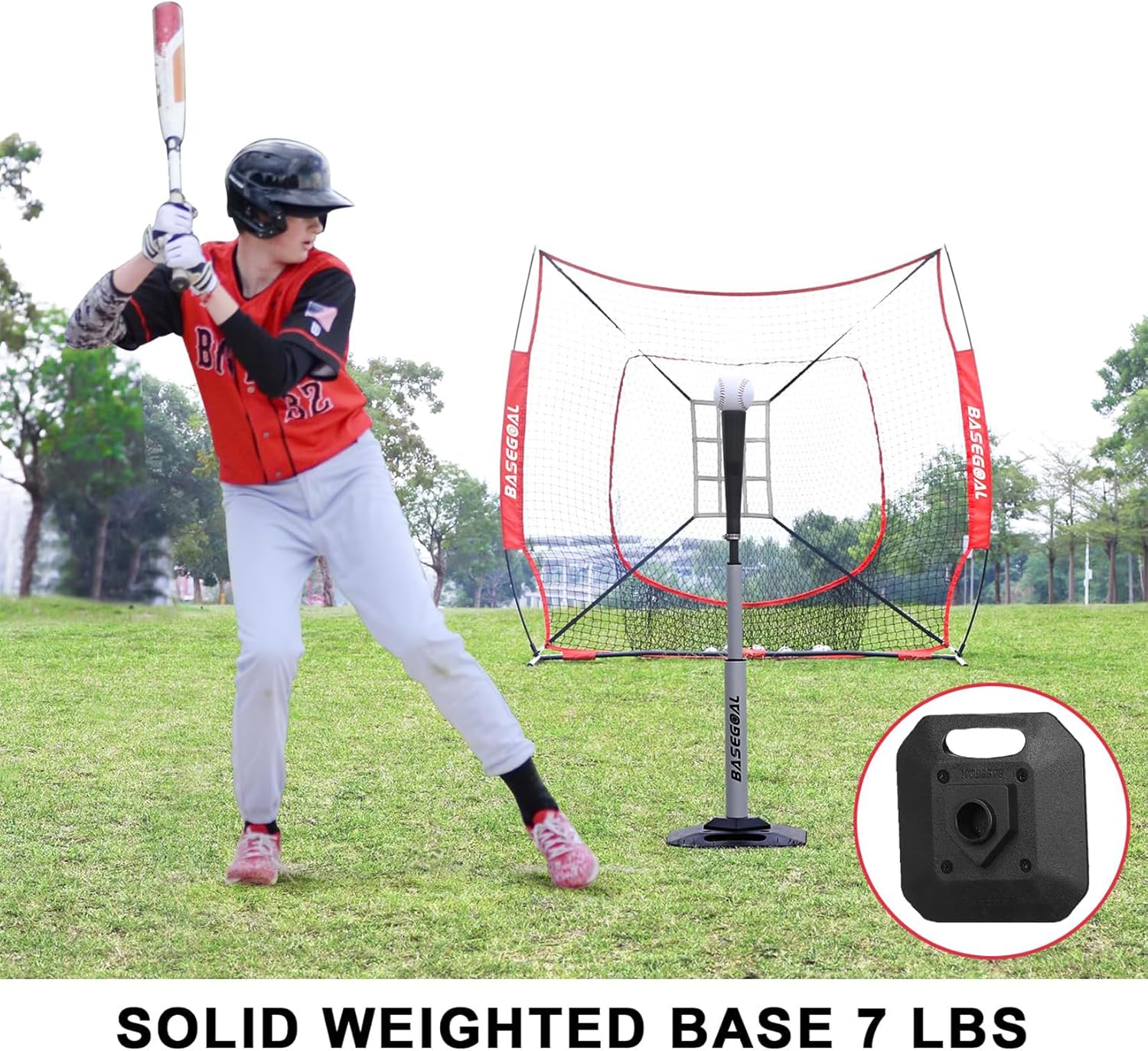Baseball & Softball Batting Tee,Portable Hitting Tee,with Heavy Duty Base,Rolled Flexible Rubber Top,Adjustable Height for Kids or Adults