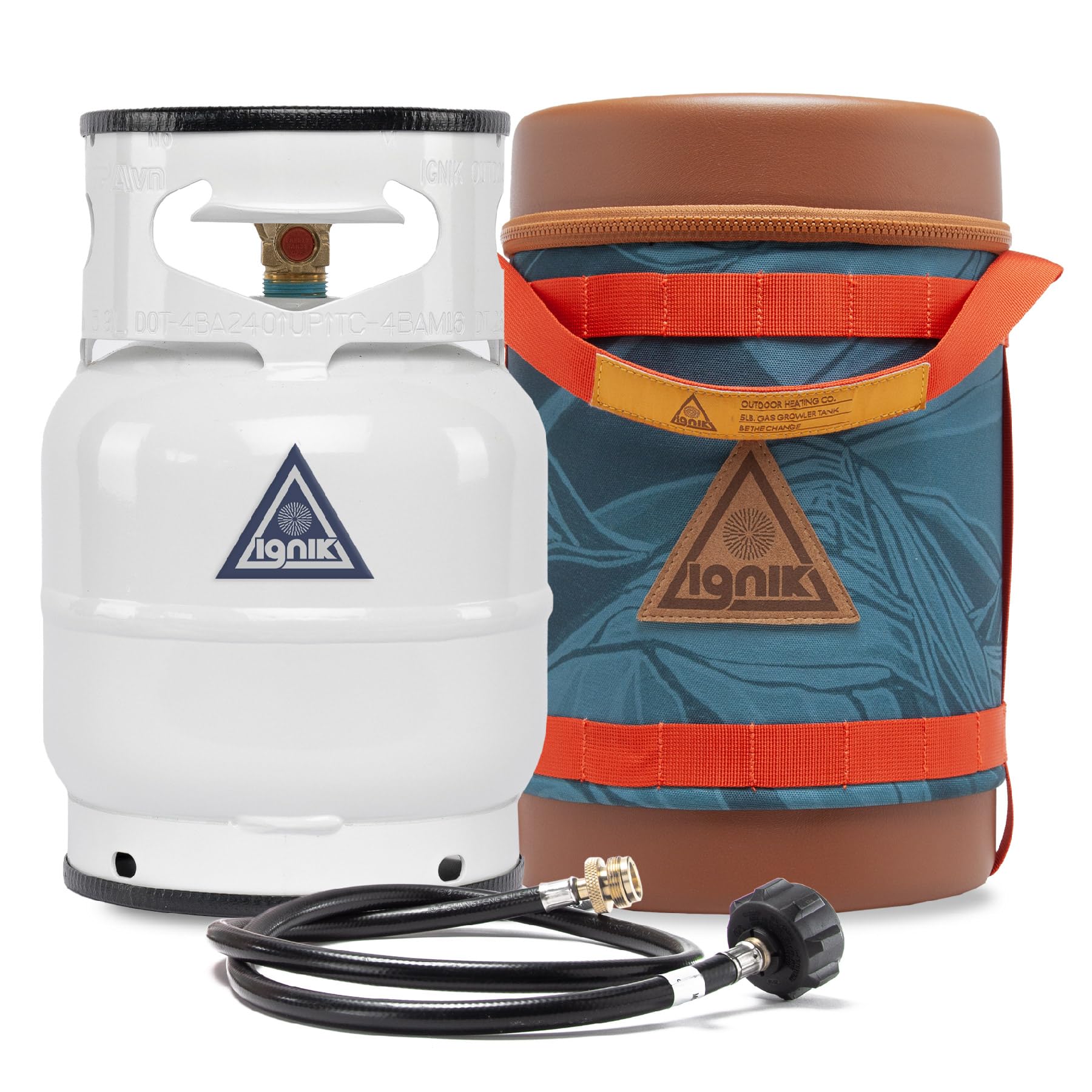 Ignik Refillable Gas Growler Deluxe 5-Pound Propane Tank with Carry Case and Adapter Hose