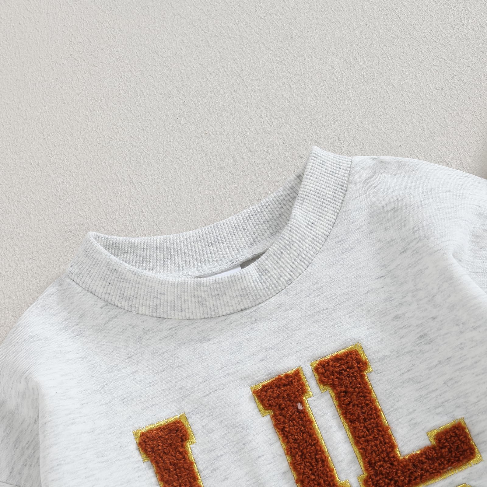 Fall Winter Clothes Infant Baby Boy Sweatshirt Romper Bodysuit Oversized Long Sleeve Bubble Romper Top (Grey LIL BRO, 6-12 Months)