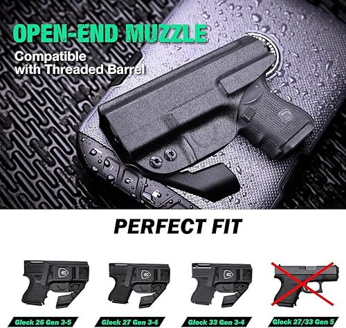 Miniatura 10 de WARRIORLAND IWB Kydex con funda de garra compatible con G172231 - G1919X4445 Gen 3-5 y G2332 Gen 3-4 - G26 Gen 3-5 y G2733 Gen 3-4, clip de acero de