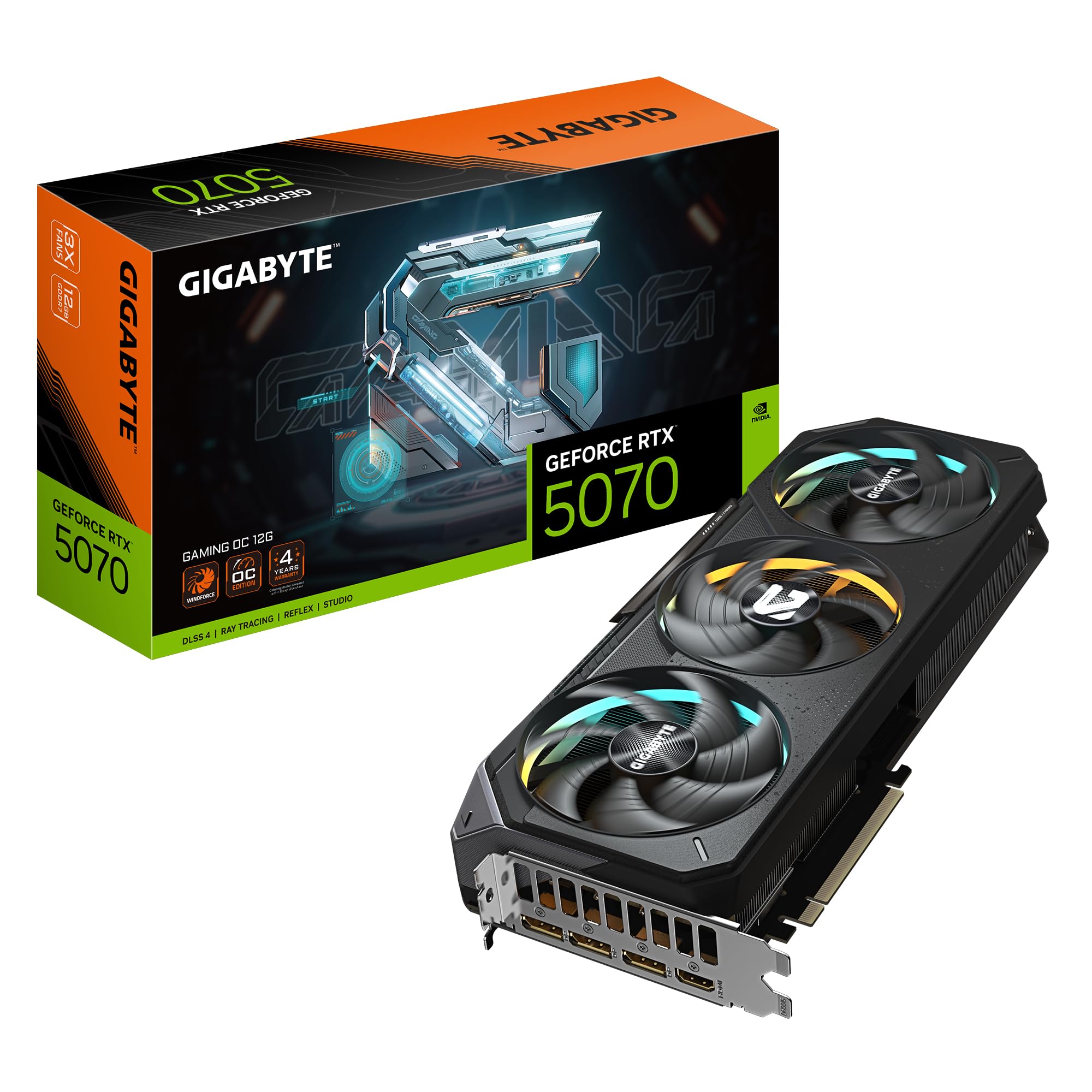 Gigabyte GeForce RTX 5070 GAMING OC 12G Graphics Card - 12GB GDDR7, 192bit, PCI-E 5.0, 2625 MHz Core Clock, 3 x DP 2.1a, 1 x HDMI 2.1b, NVIDIA DLSS 4, GV-N5070GAMING OC-12GD