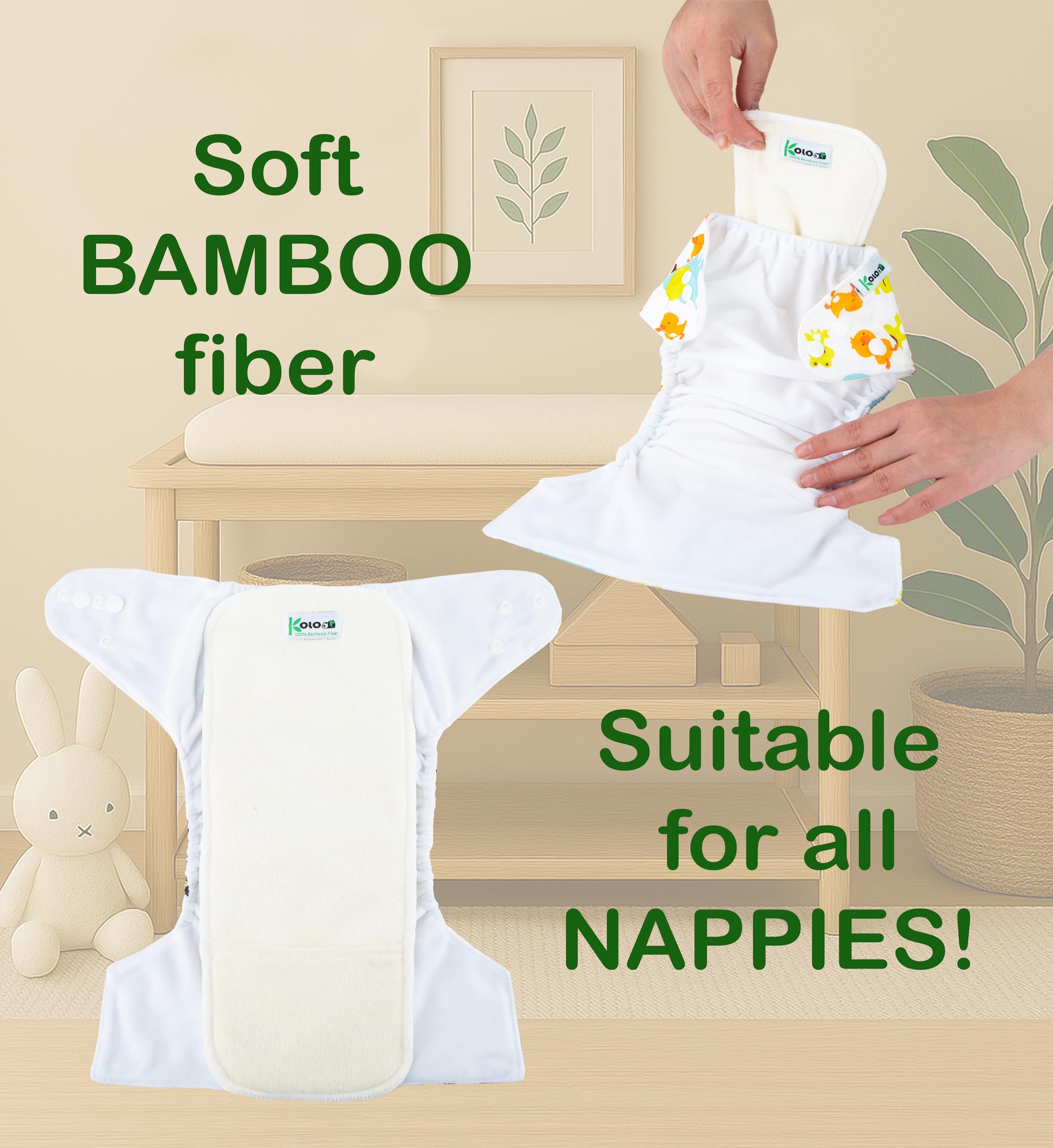 Set di 5 inserti assorbenti 4 strati Bambù 100% lavabili riutilizzabili per pannolini Confezione Regalo