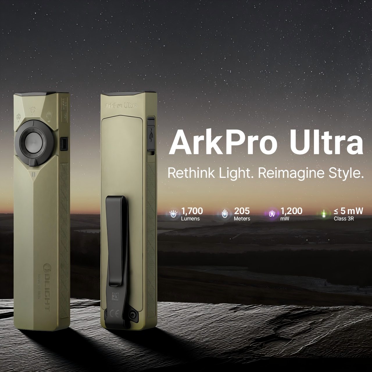 OLIGHT ArkPro Ultra EDC Flat Flashlight, Rechargeable Portable Flash Light,  1700 Lumens with White LED, UV and Green Beam for Working, Emergency,  Camping, Everyday Carry (Olive Green CW) - Amazon.com