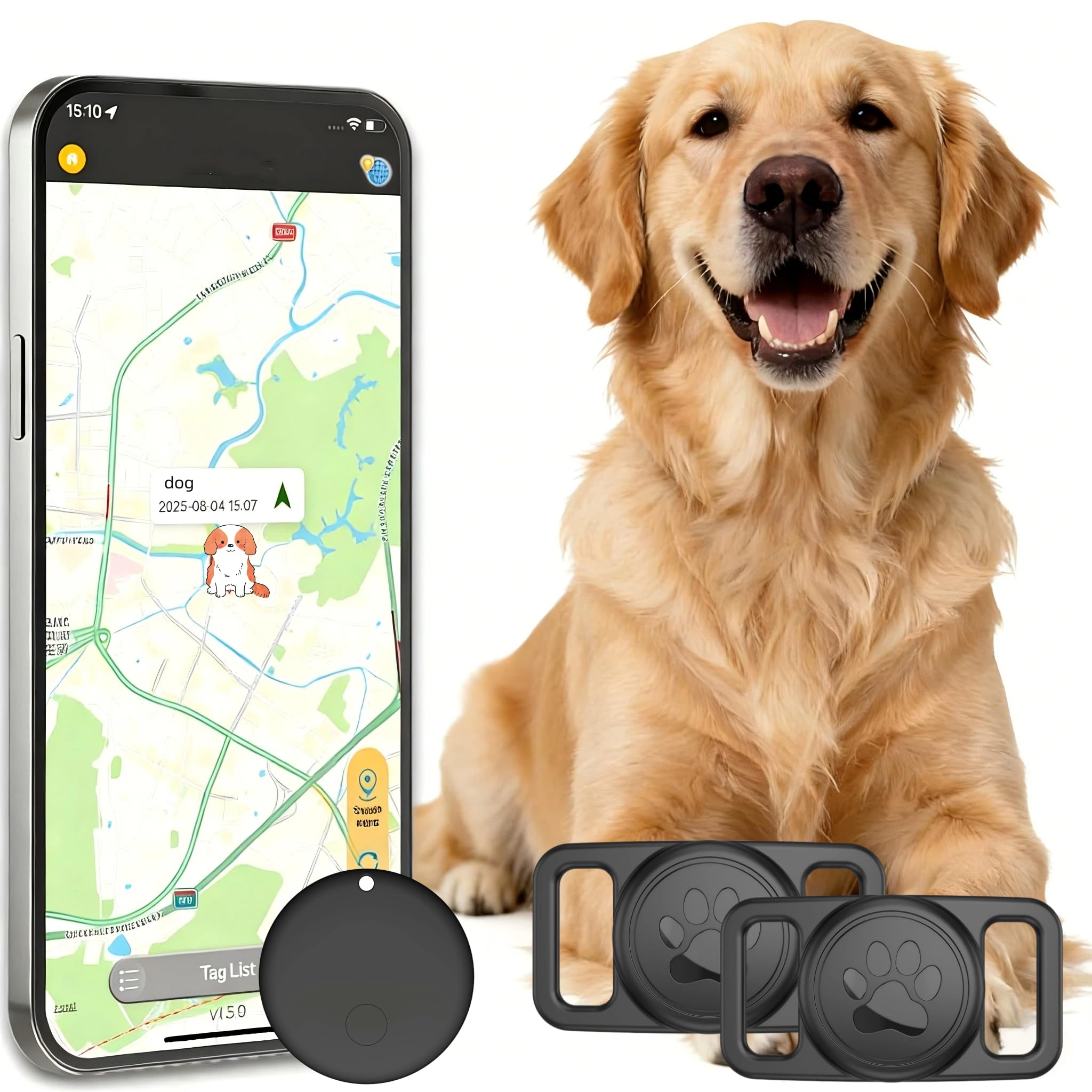 Pet Tracker,GPS Collar for Dogs (Android Only) Smart tag,Waterproof Compatible with Google Find Hub,No Monthly Fee,Advanced Tracking Solution Smart Collar for Pet Safety Ideal Small Large Dogs