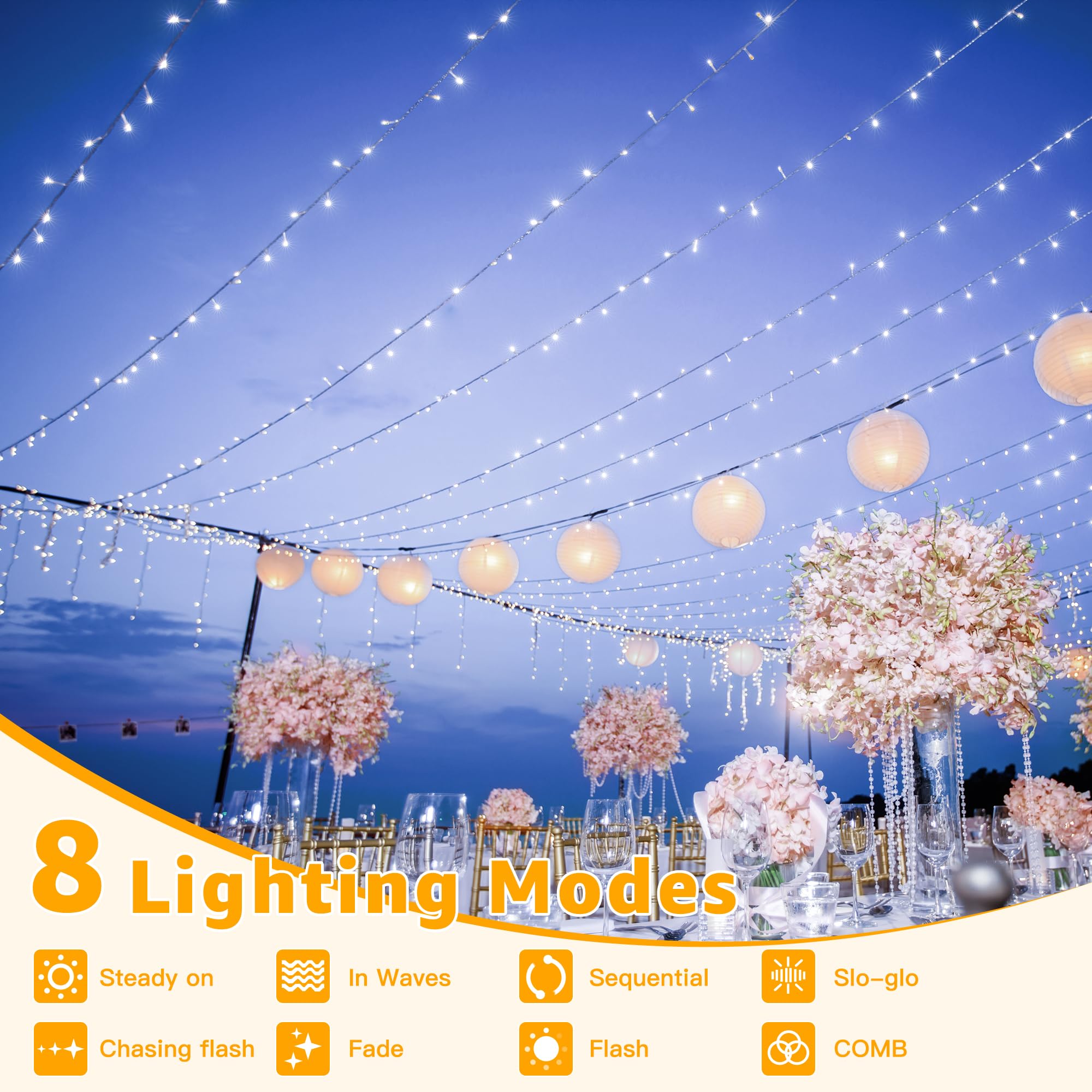 Ollny Fairy Lights Mains Powered, 80m 800 LED Outdoor String Lights - Image 3