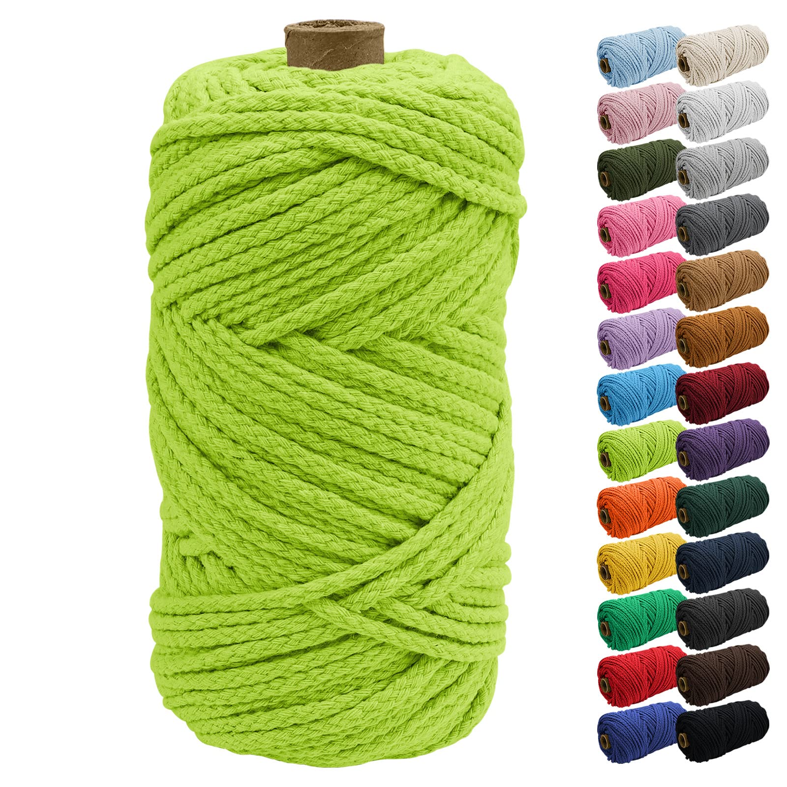 Uiopa Macrame Cord 5mm x 90m, Thick Macrame Rope 8-Strand Braided Cotton Rope