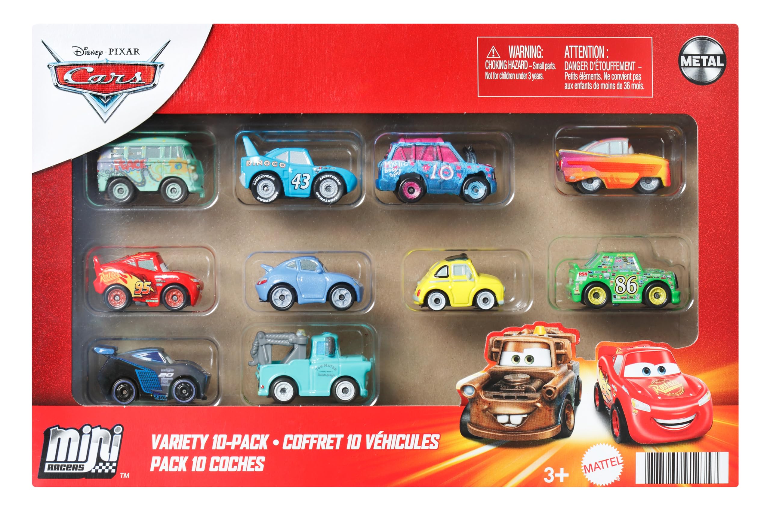 Disney Pixar Cars 10 Pack Collectible Vehicles for Boys Girls