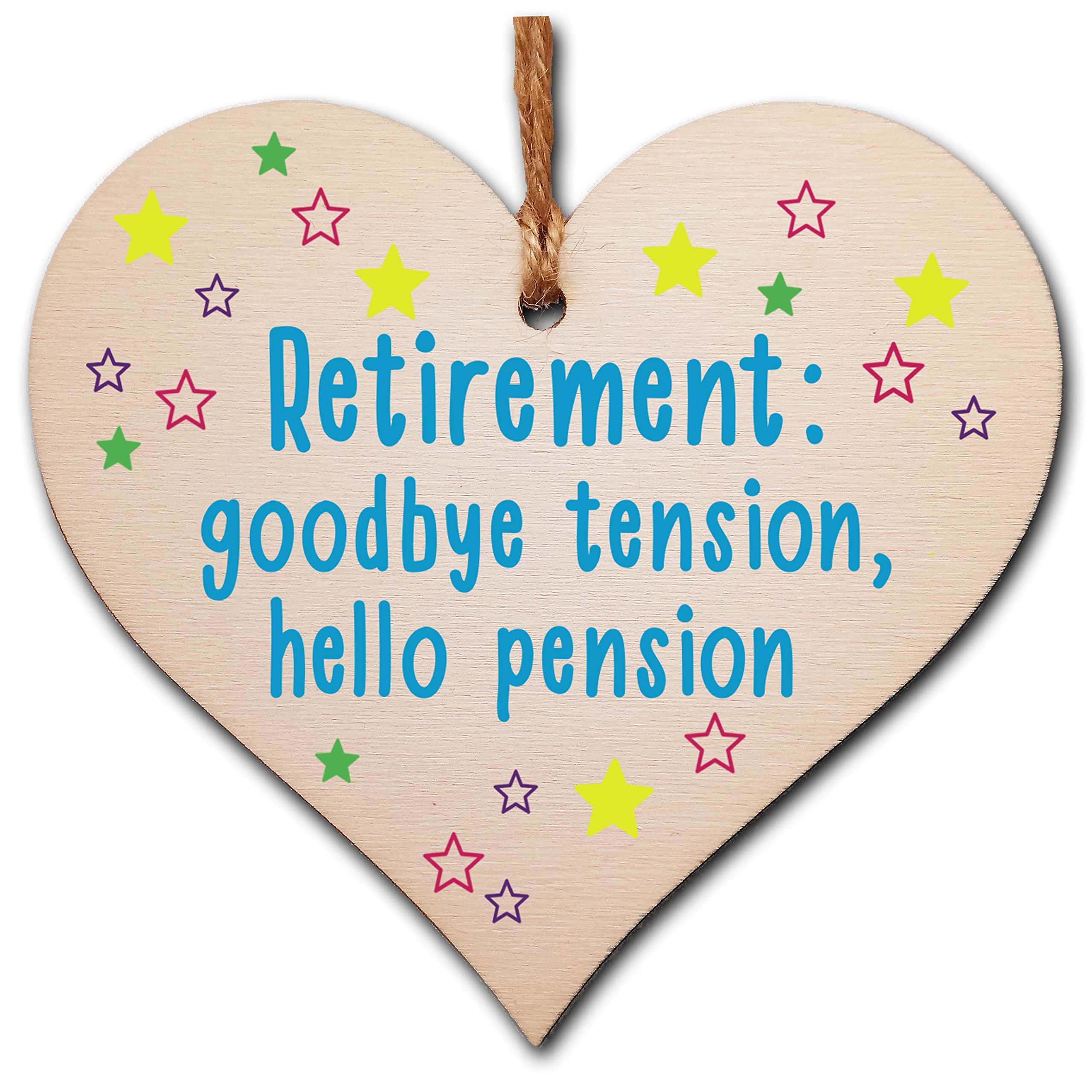 The Plum Penguin Brown Handmade Wooden Hanging Heart Plaque Gift Goodbye Teansion Hello Pension Retirement Leaving Present Colleague Card Alternative