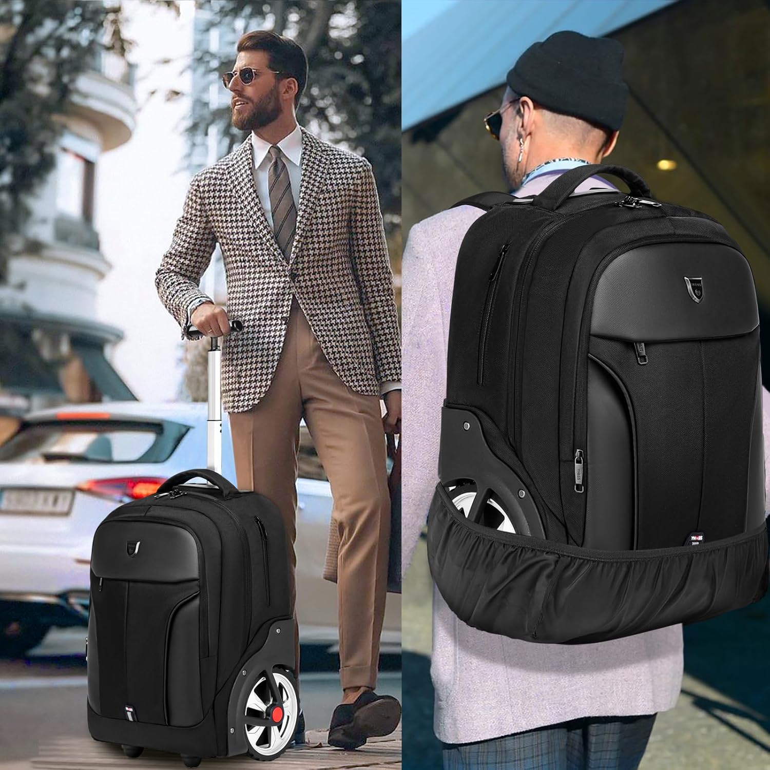 Rolling Backpack,Waterproof Backpack with Wheels for Business and Travel Commuter, Carry on Backpack with Laptop Compartment, Fit 17 Inch Laptop, Wheeled Backpack for Adults - Image 7