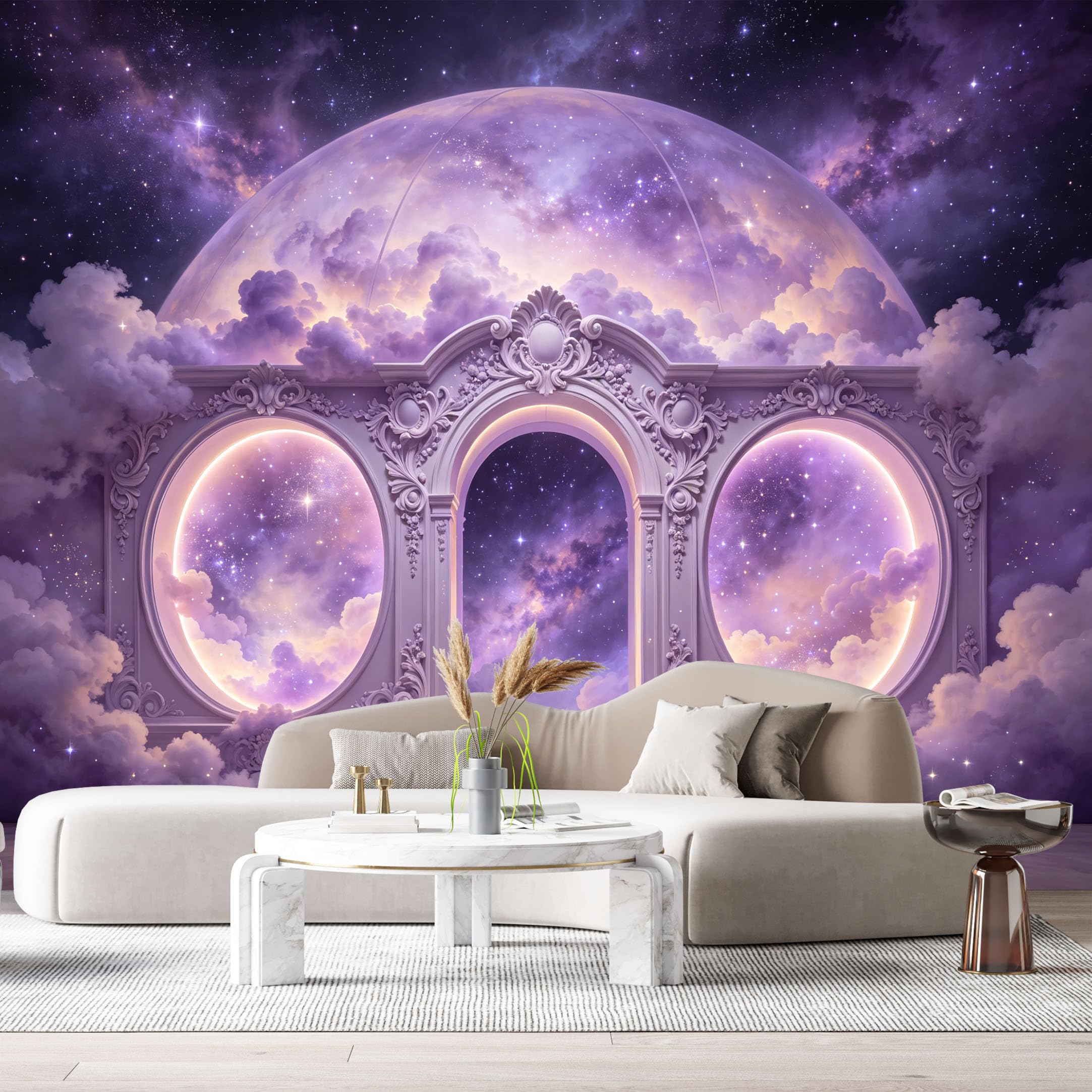 Custom Size Wall Murals Fantasy Cosmic Arch Nebula 3D Trompe L'Oeil SelfAdhesiveWall Fabric Removable Wallpaper Wall Decor for Living Room Bedroom Bathroom