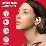 Monster Écouteurs Open Ear AC317, Appels cristallins, 24 heures de lecture, Chargement Type-C, Contrôle tactile, Écouteurs sans fil ouverts résistants à la transpiration, Écouteurs sans fil Bluetooth 5.4 (Blanc)