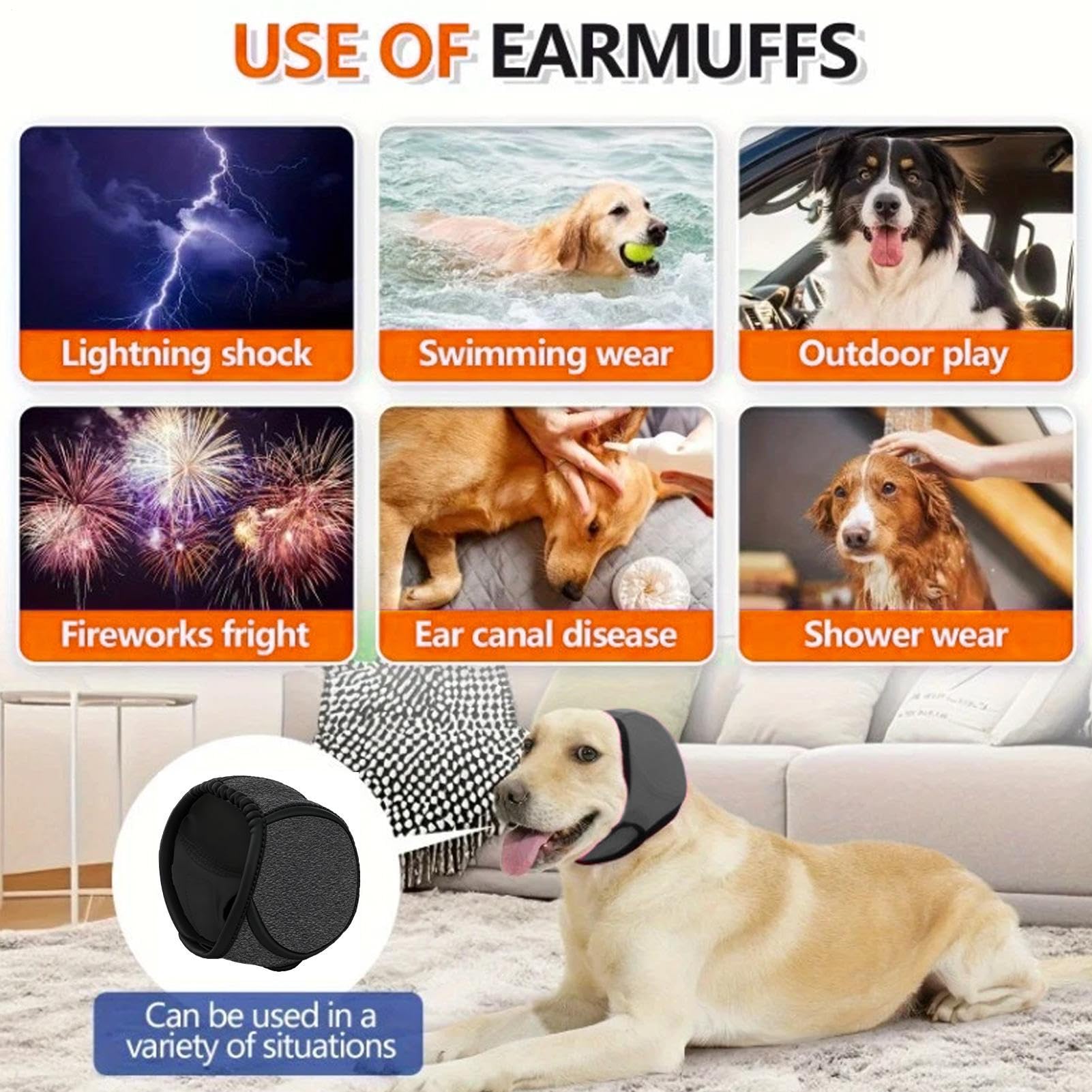 Orejeras para perros con cancelación de ruido, tapones para los oídos impermeables auriculares de protección auditiva ajustable protección contra el ruido en fuegos artificiales y tormentas eléctricas