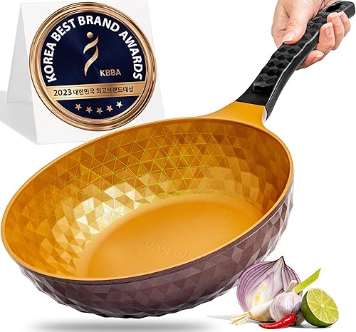 Sartén wok híbrida antiadherente de alta calidad, hecha en Corea con revestimiento de titanio, sin tapa, compatible con múltiples utensilios de